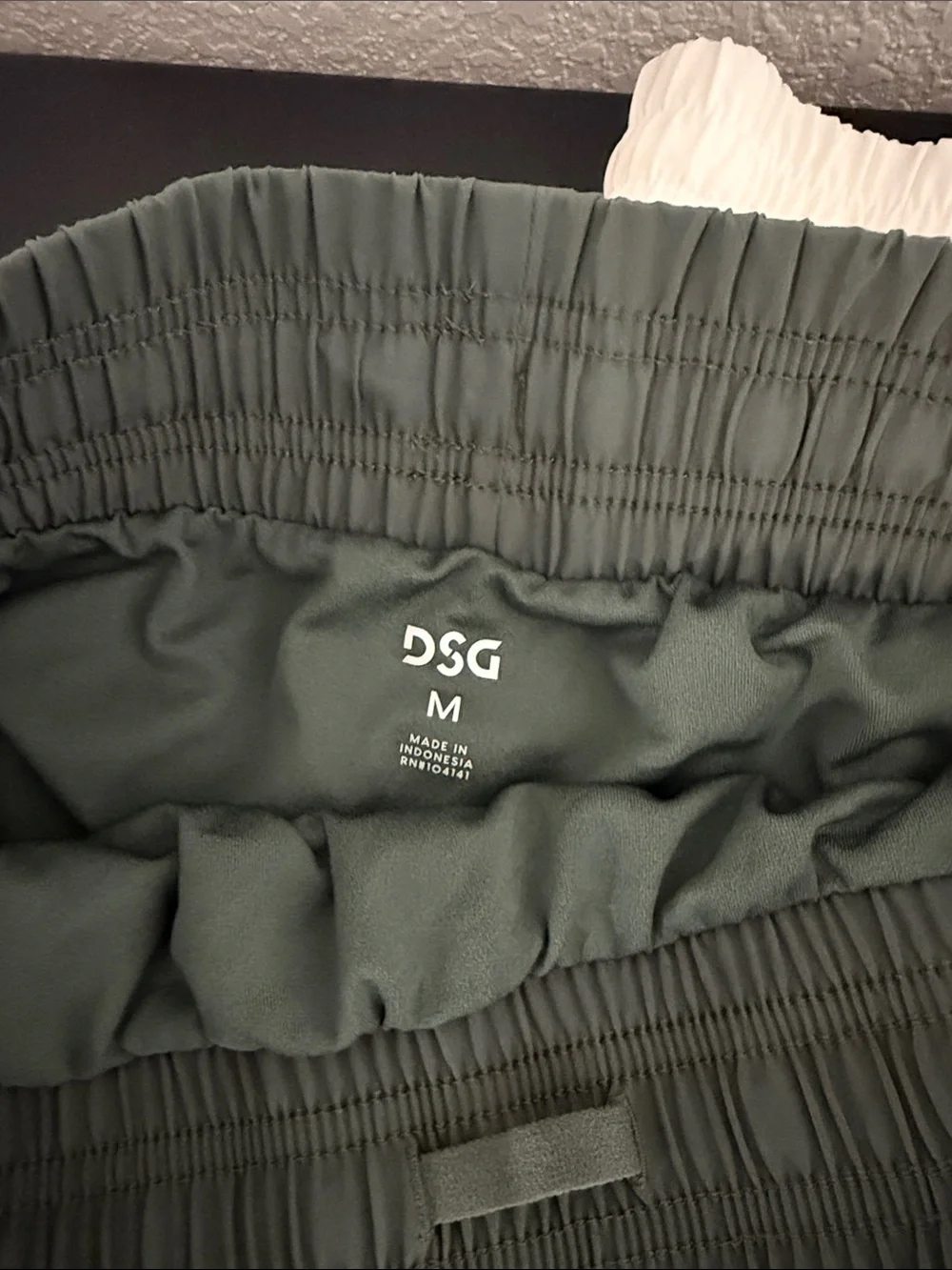 DSG Olive Green and White Athletic Running Shorts - Picture 2 of 4